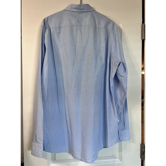 Michael Kors Shirt Large Button Down Classic Fit Blue Patterned Cotton Business - Picture 7 of 11